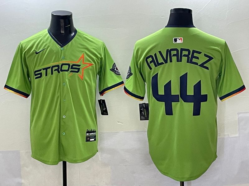 Men Houston Astros #44 Alvarez Green three generations Joint Name 2025 Nike MLB Jersey style 1